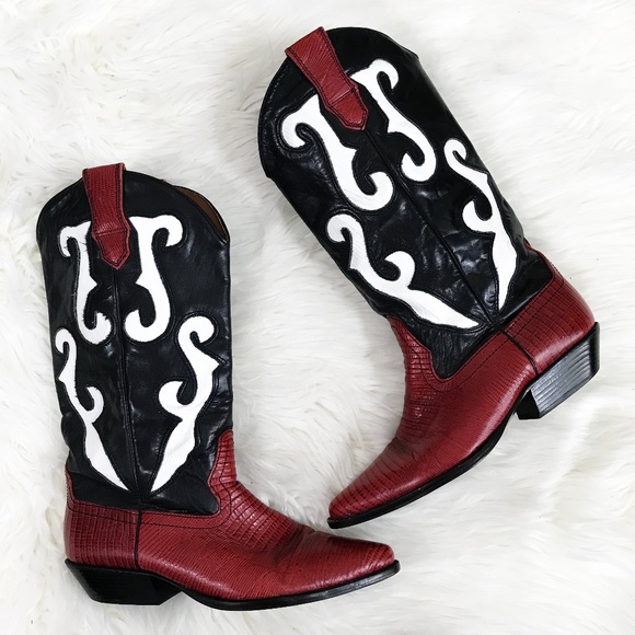 Nine West Shoes - Nine West : Red White and Black Cowboy Boots 8.5